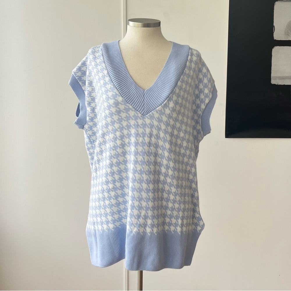 Baby Blue V Neck Knitted Sweater Vest